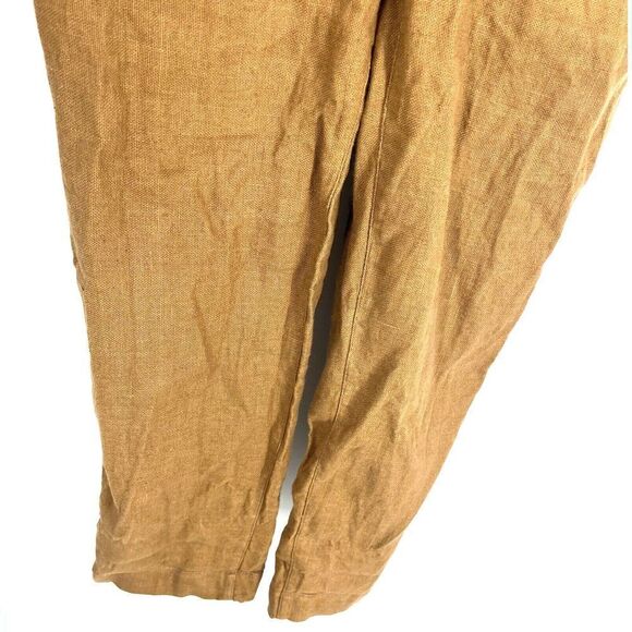Beaton Linen Overalls Size XS Womens Brown Slip On Pocket Pants Canada Lagenlook - Picture 4 of 11